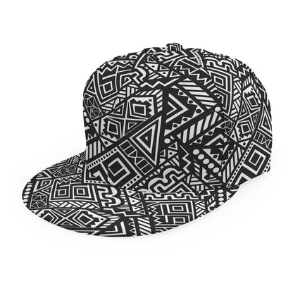 Black And White African Tribal Print Snapback Cap