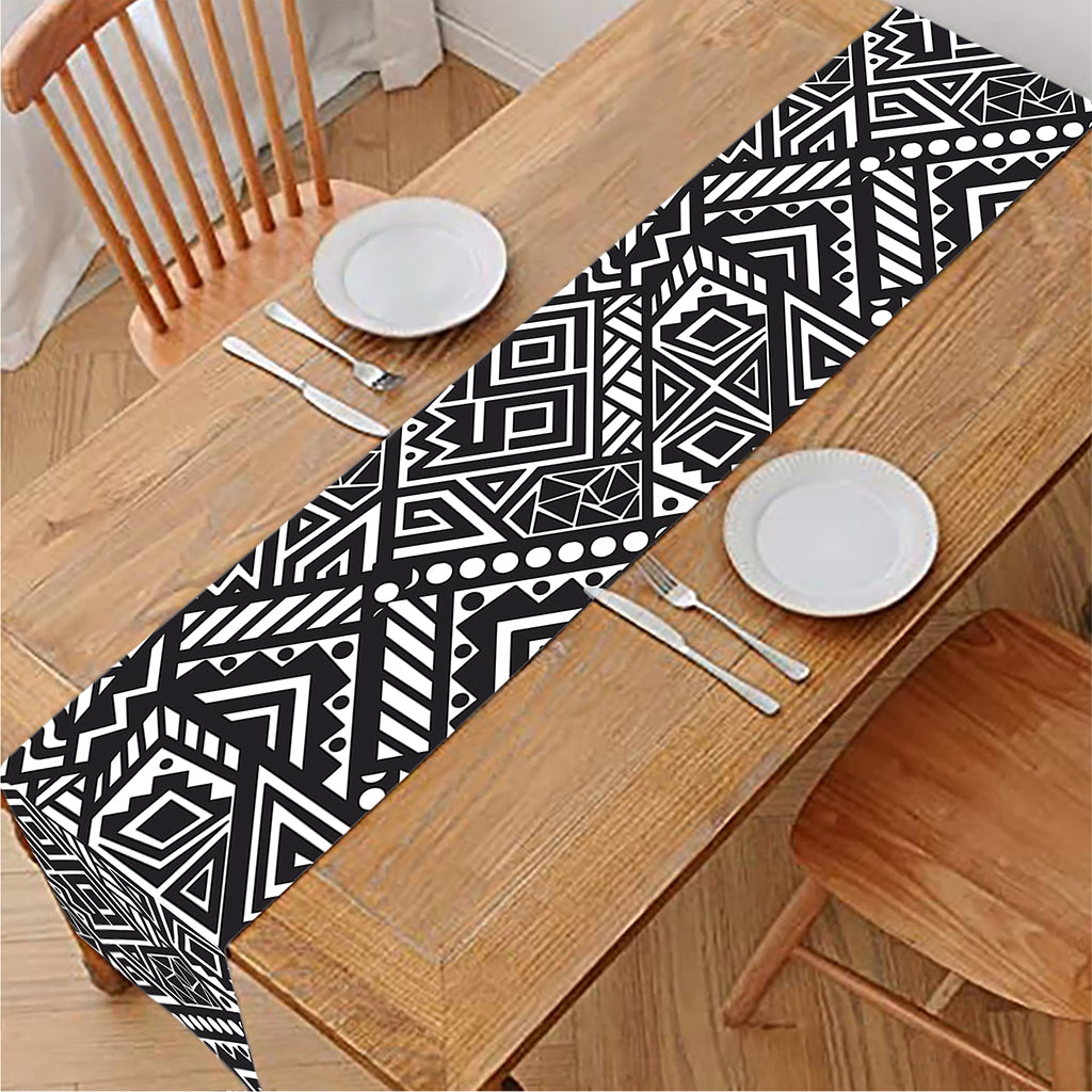 Black And White African Tribal Print Table Runner