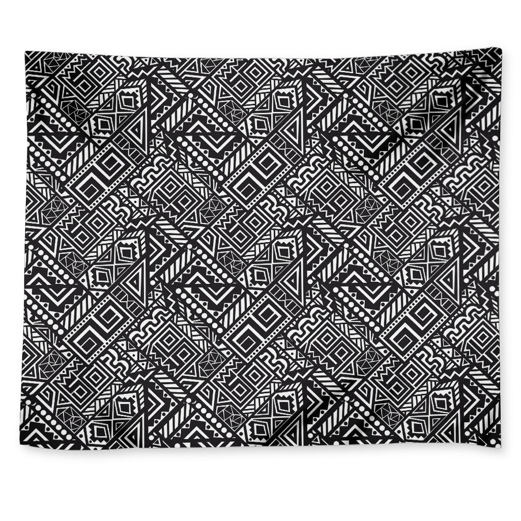 Black And White African Tribal Print Tapestry
