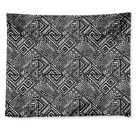 Black And White African Tribal Print Tapestry