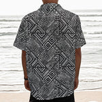 Black And White African Tribal Print Textured Short Sleeve Shirt