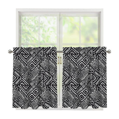 Black And White African Tribal Print Tier Curtains