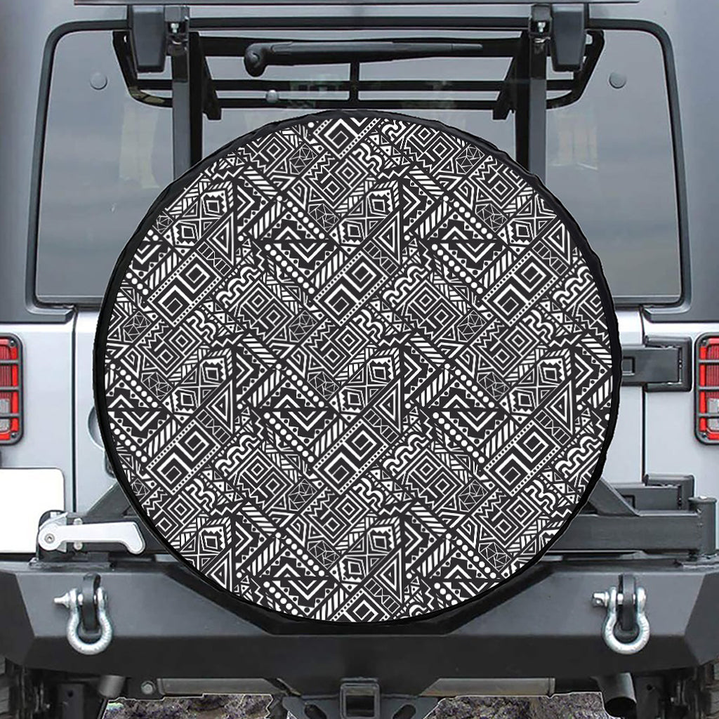 Black And White African Tribal Print Tire Cover
