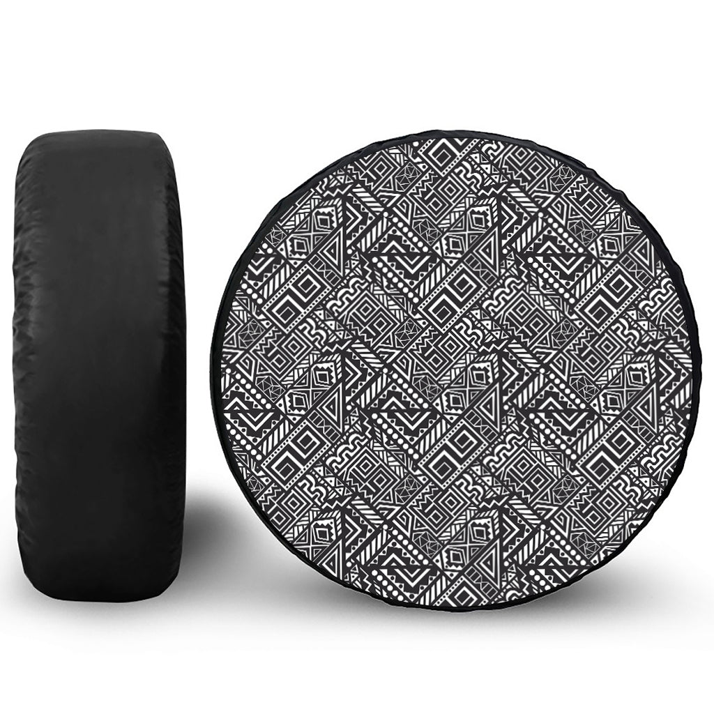 Black And White African Tribal Print Tire Cover
