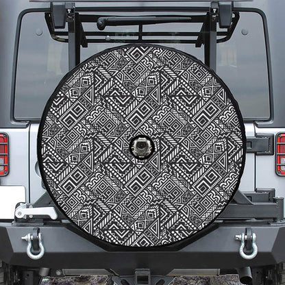 Black And White African Tribal Print Tire Cover With Camera Hole