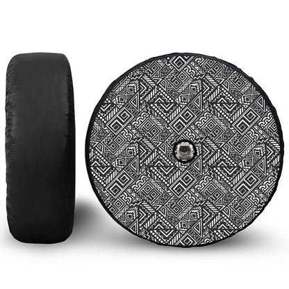 Black And White African Tribal Print Tire Cover With Camera Hole
