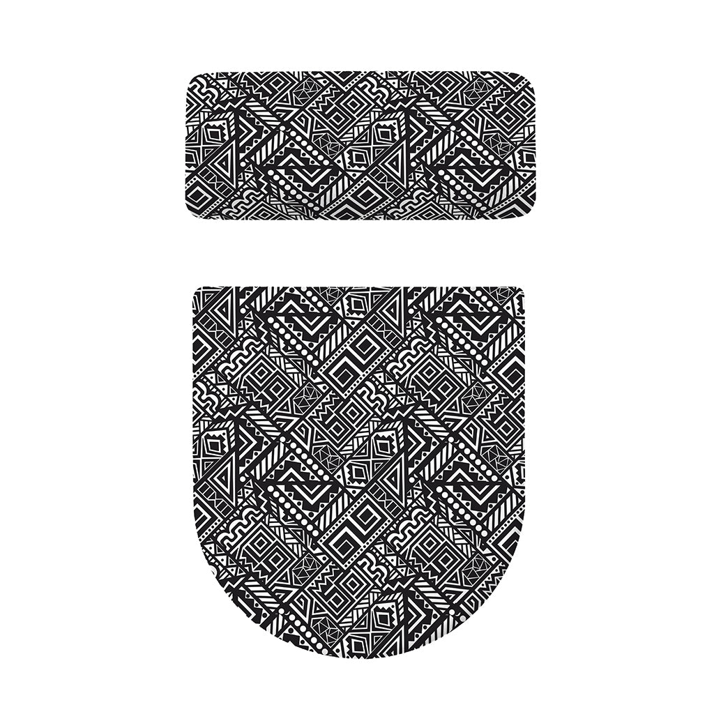 Black And White African Tribal Print Toilet Lid And Tank Cover Set