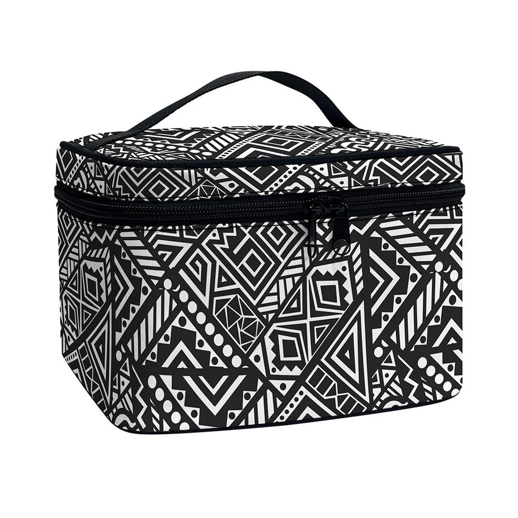 Black And White African Tribal Print Travel Makeup Bag
