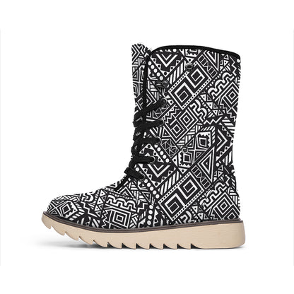 Black And White African Tribal Print Winter Boots