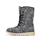 Black And White African Tribal Print Winter Boots
