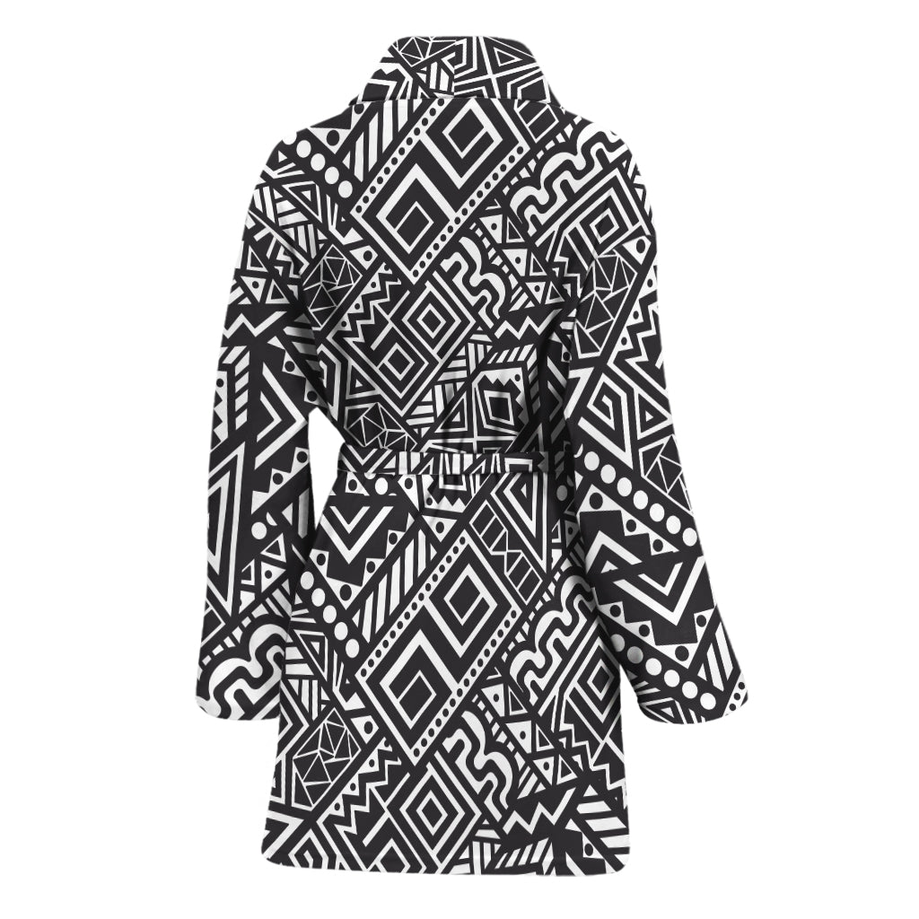 Black And White African Tribal Print Women's Bathrobe