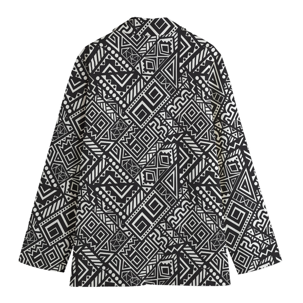 Black And White African Tribal Print Women's Cotton Blazer