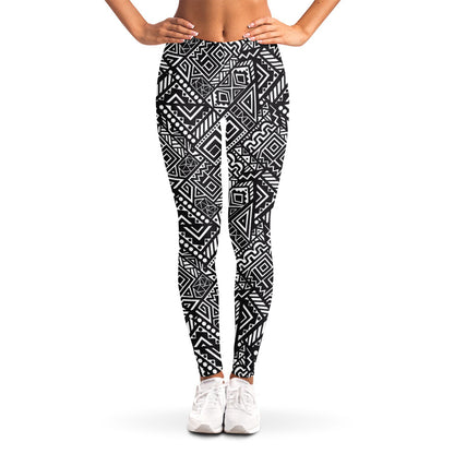 Black And White African Tribal Print Women's Leggings
