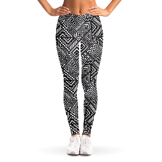 Black And White African Tribal Print Women's Leggings