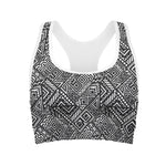 Black And White African Tribal Print Women's Sports Bra