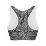 Black And White African Tribal Print Women's Sports Bra
