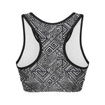 Black And White African Tribal Print Women's Sports Bra