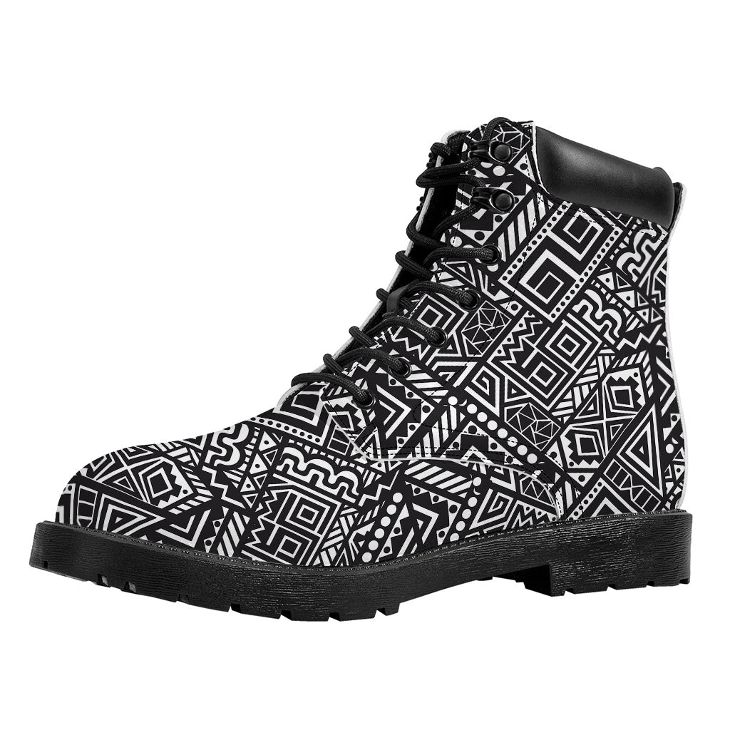 Black And White African Tribal Print Work Boots