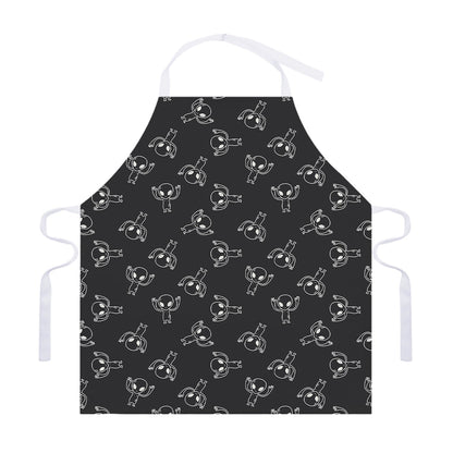 Black And White Alien Print Adjustable Apron