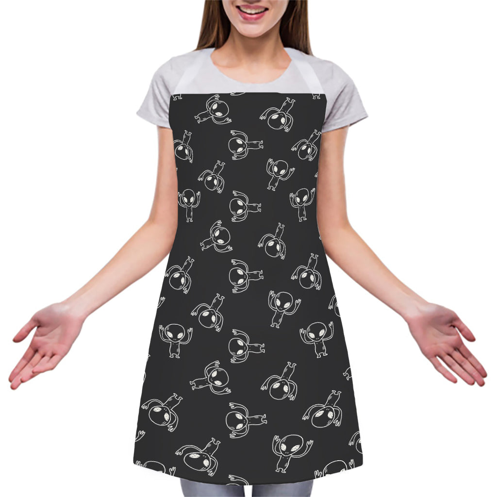 Black And White Alien Print Adjustable Apron