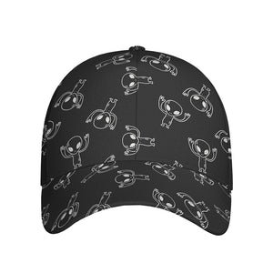 Black And White Alien Print Baseball Cap