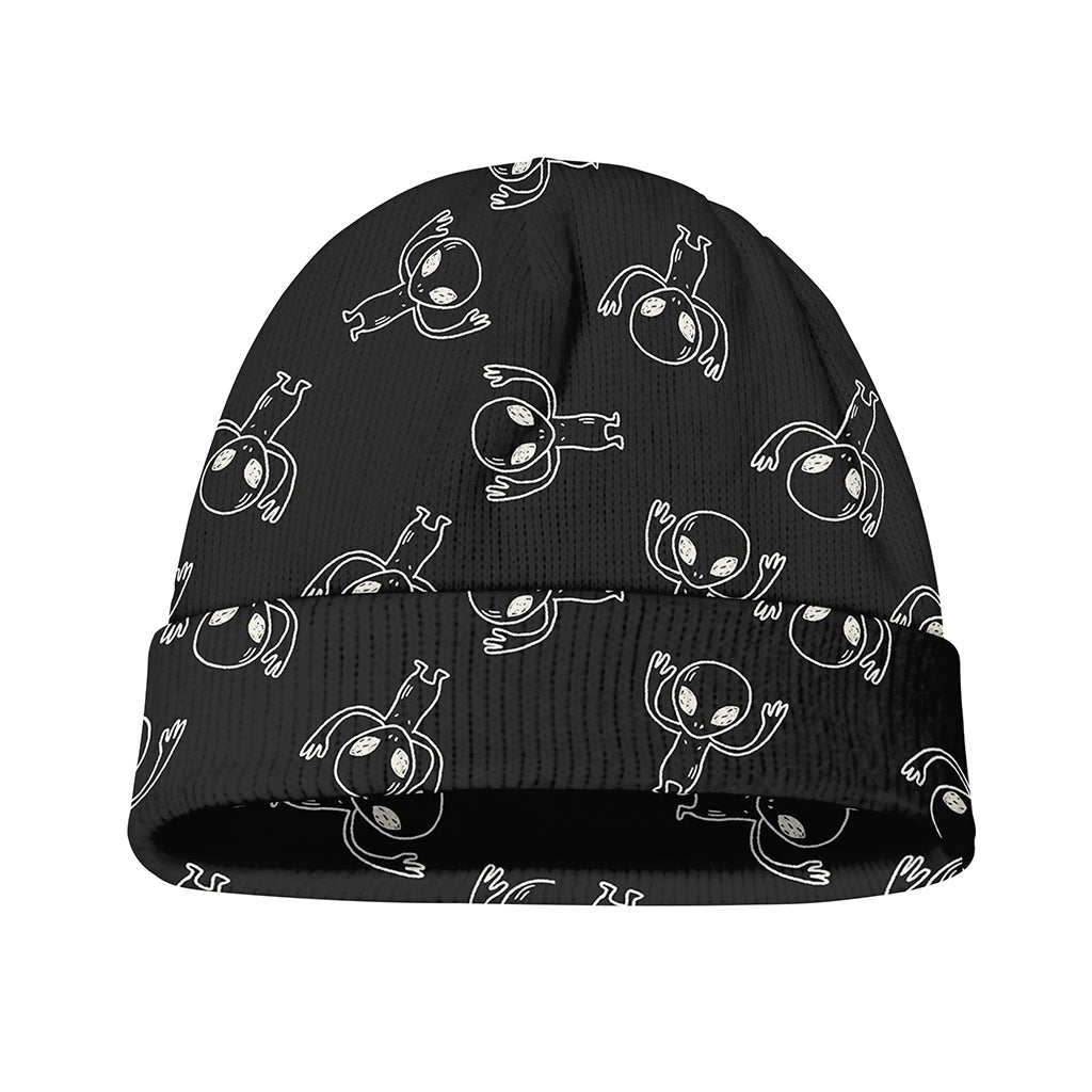 Black And White Alien Print Beanie