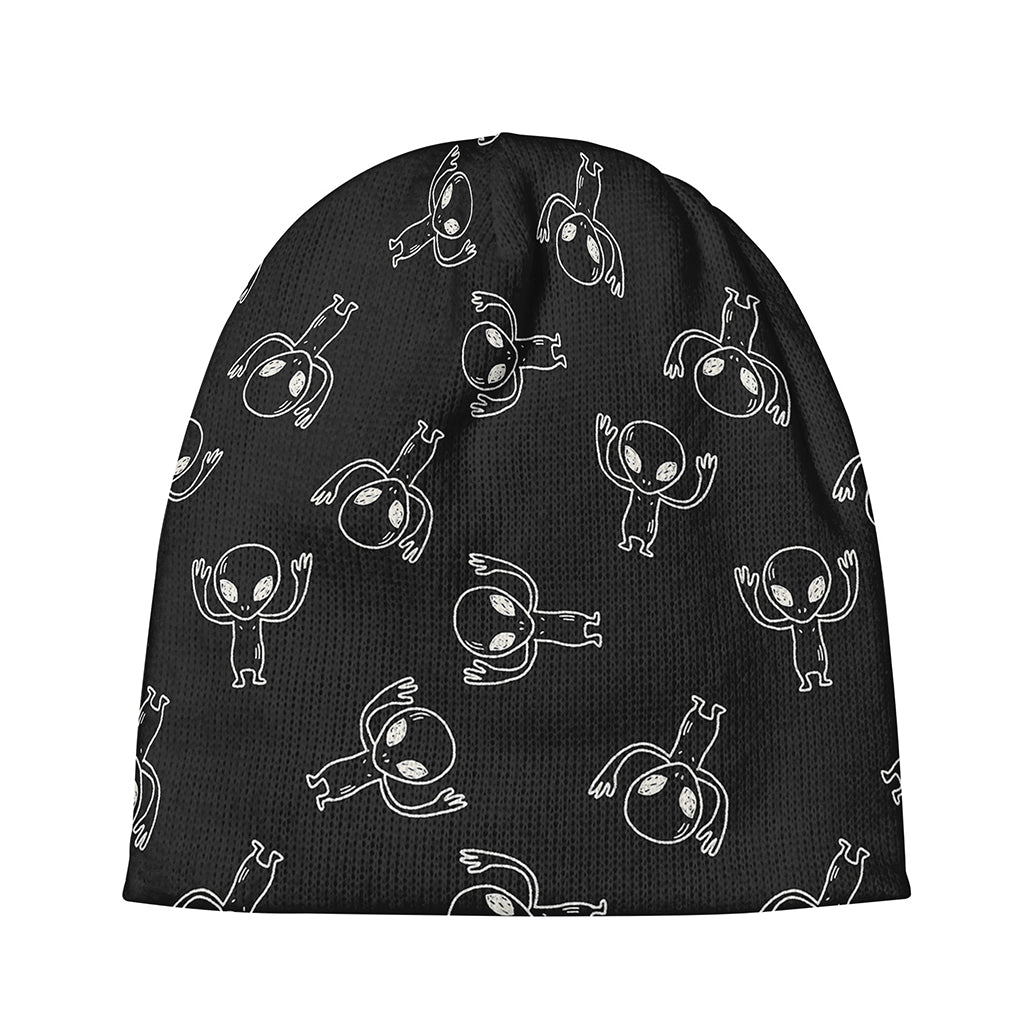 Black And White Alien Print Beanie
