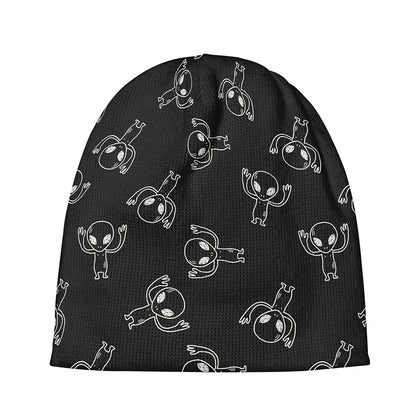 Black And White Alien Print Beanie
