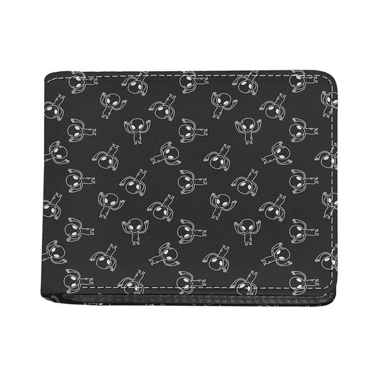 Black And White Alien Print Bifold Wallet