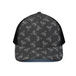 Black And White Alien Print Black Mesh Trucker Cap