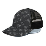 Black And White Alien Print Black Mesh Trucker Cap