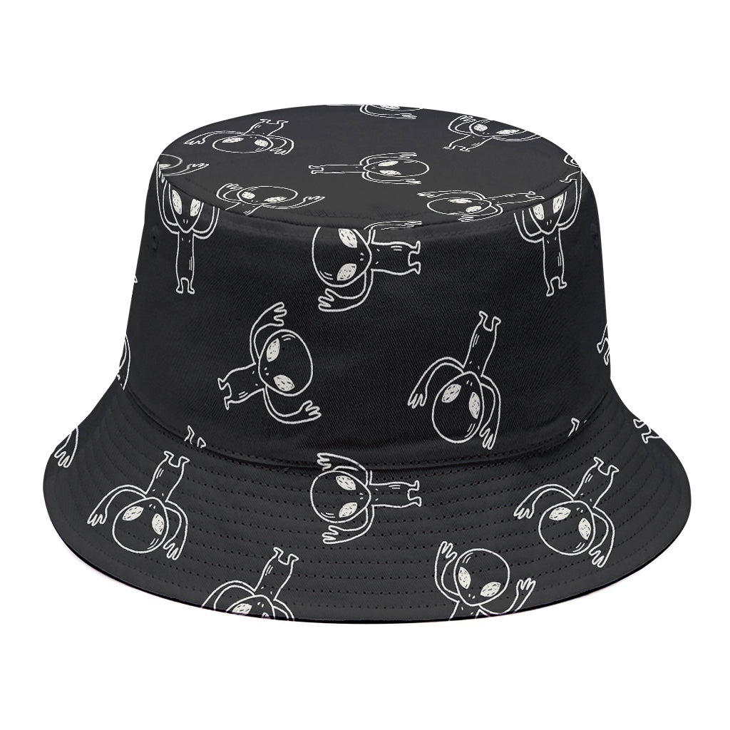 Black And White Alien Print Bucket Hat