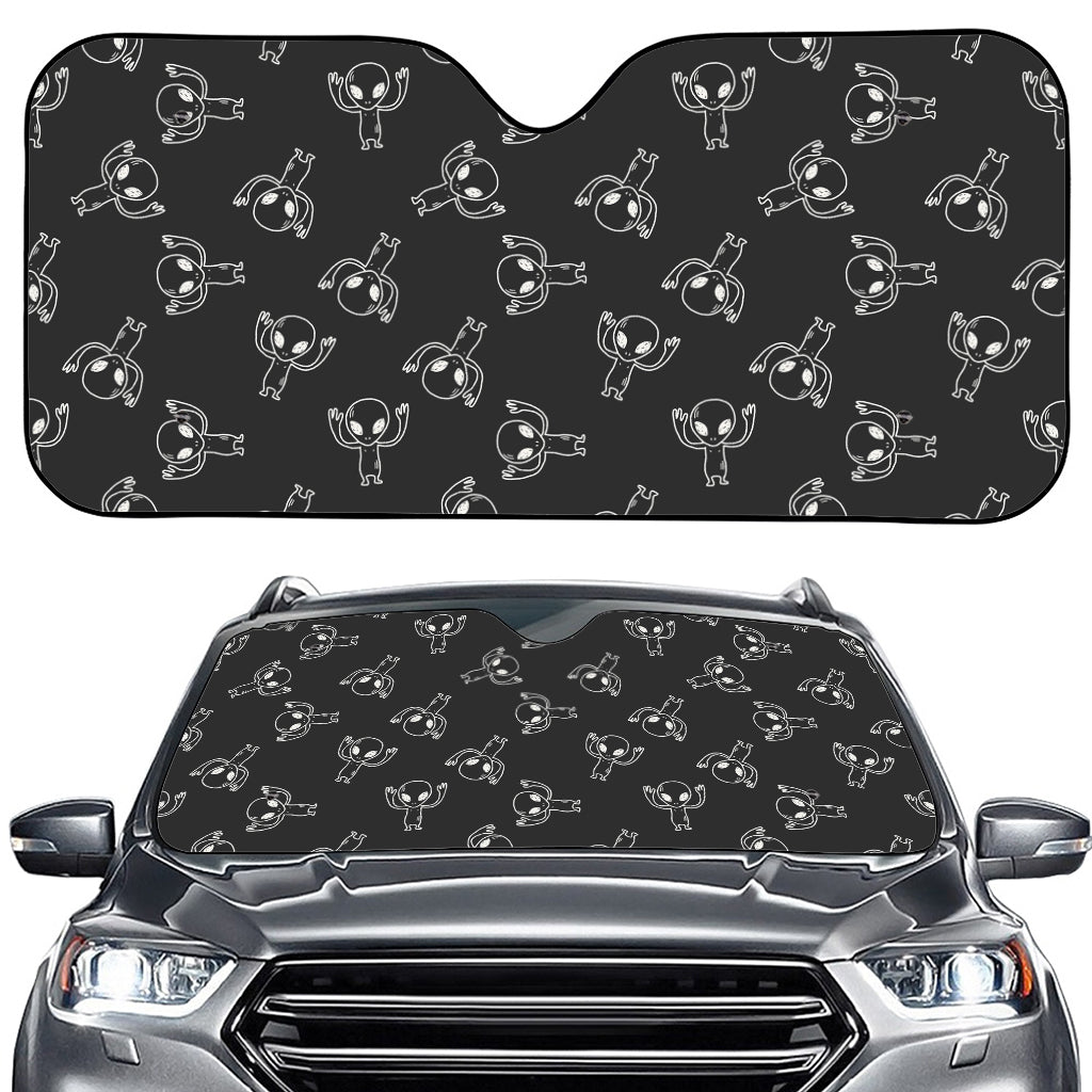 Black And White Alien Print Car Windshield Sun Shade