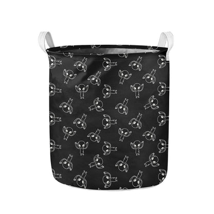 Black And White Alien Print Collapsible Laundry Basket