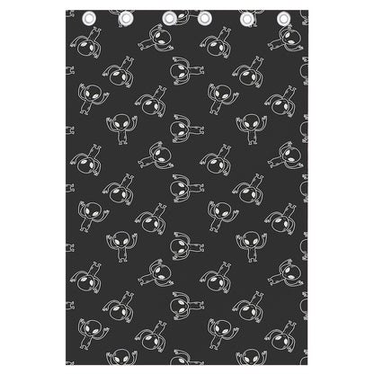 Black And White Alien Print Curtain