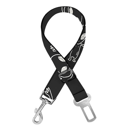 Black And White Alien Print Dog Seat Belt