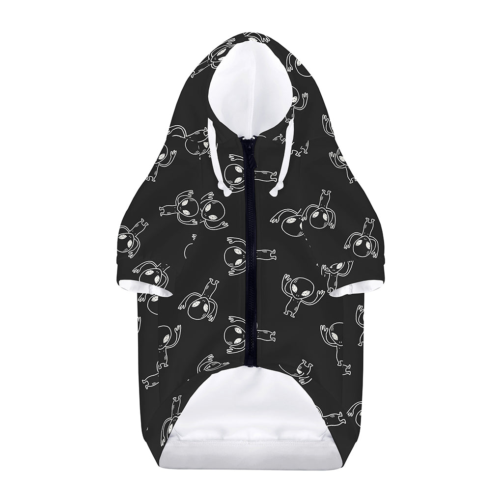 Black And White Alien Print Dog Zip Up Hoodie