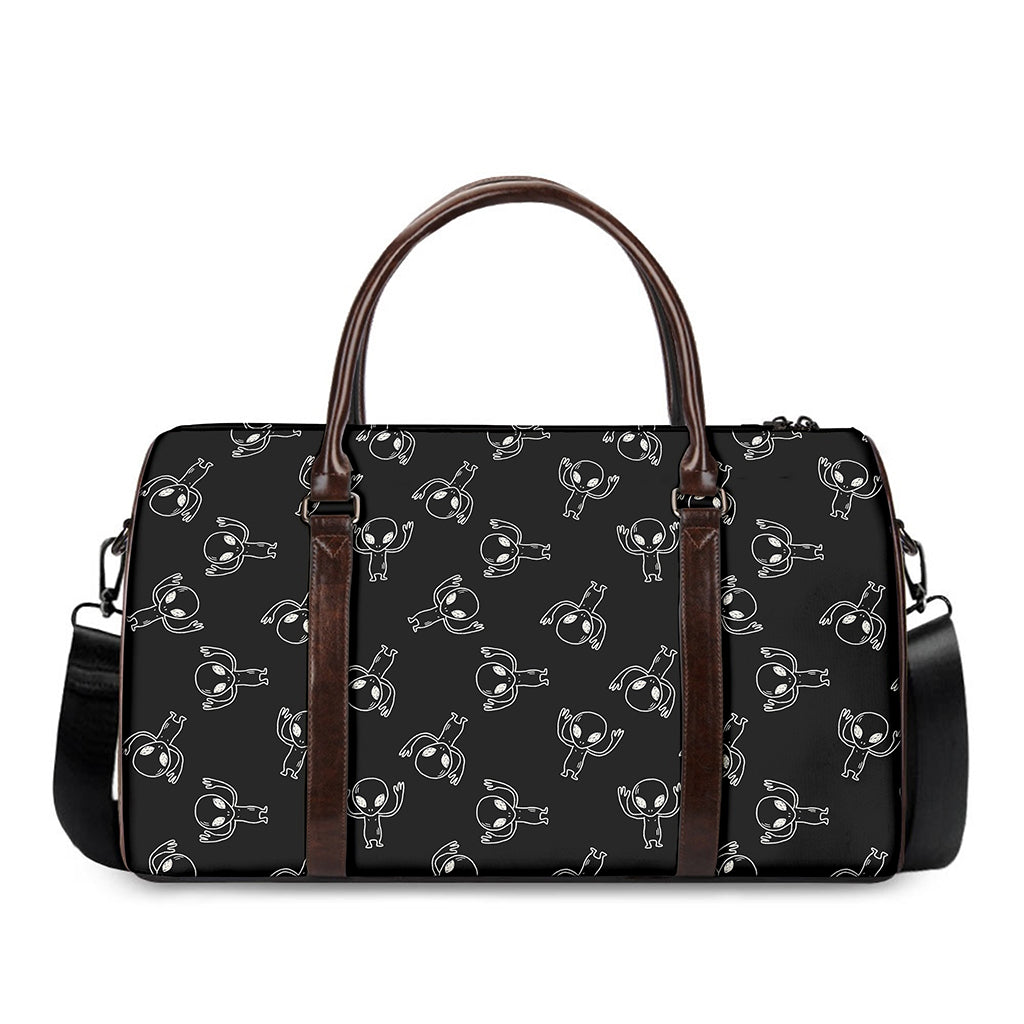 Black And White Alien Print Duffle Bag
