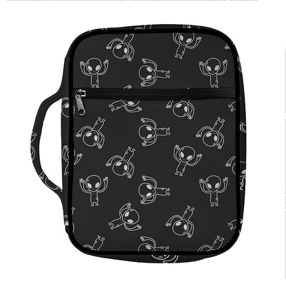 Black And White Alien Print Front Pocket Bible Bag