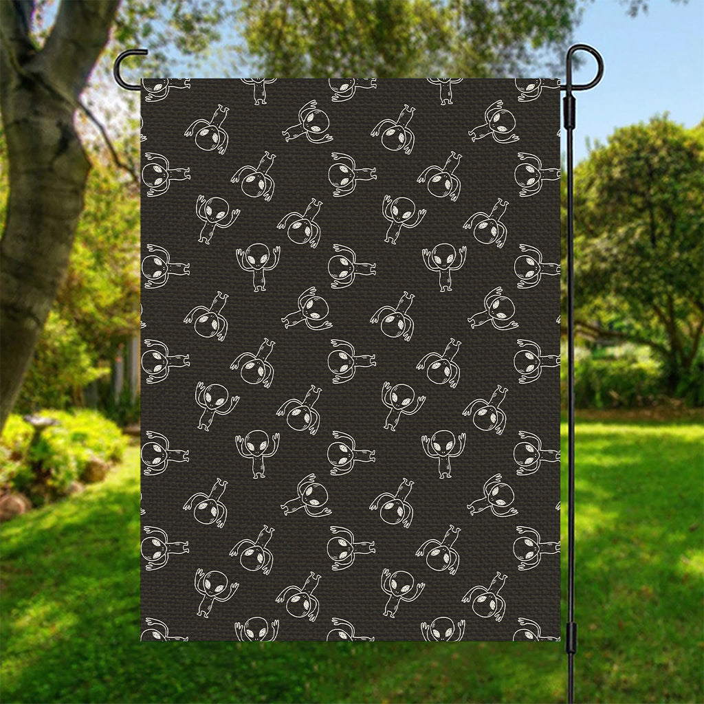 Black And White Alien Print Garden Flag