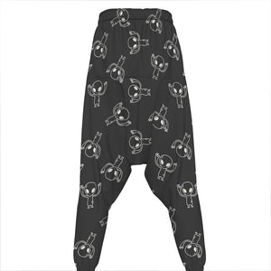 Black And White Alien Print Hammer Pants