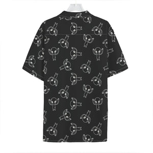 Black And White Alien Print Hawaiian Shirt