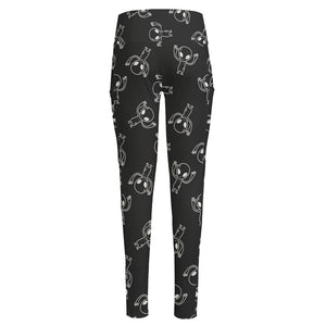 Black And White Alien Print High-Waisted Pocket Leggings