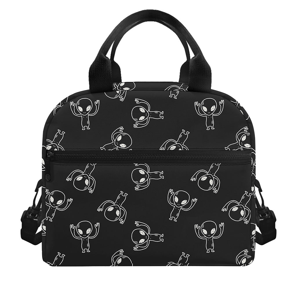 Black And White Alien Print Insulated Lunch Bag
