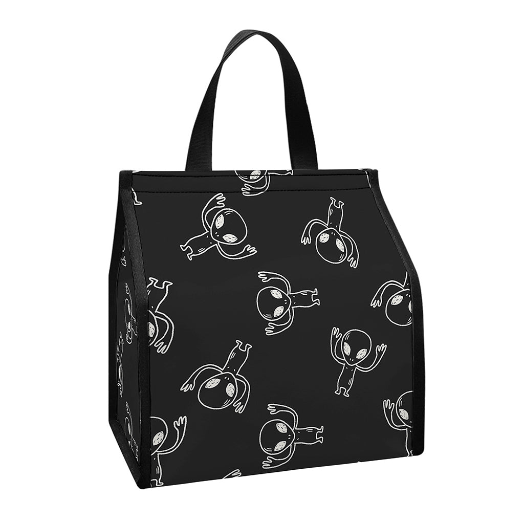 Black And White Alien Print Insulated Lunch Tote