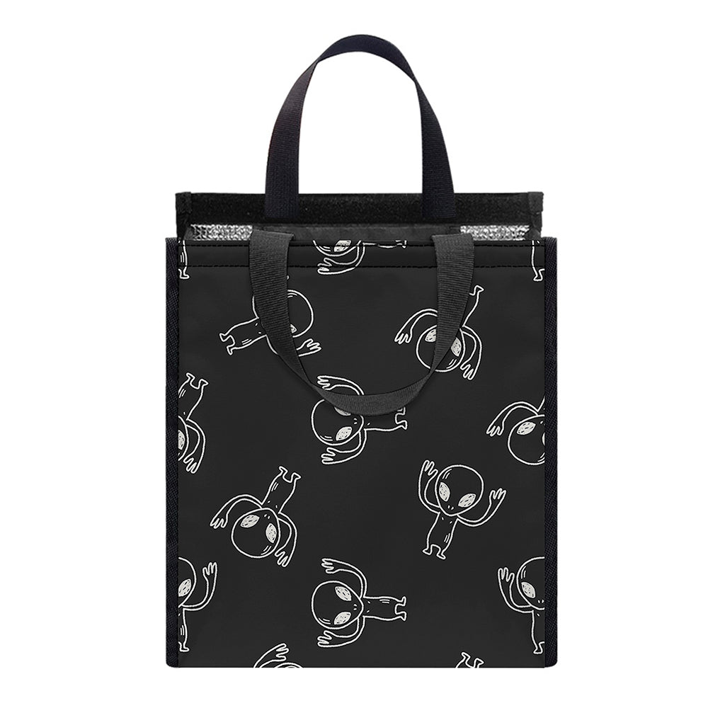 Black And White Alien Print Insulated Lunch Tote