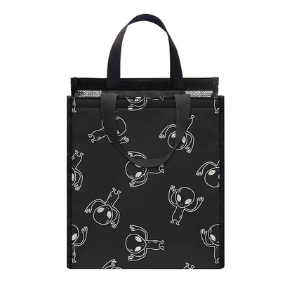 Black And White Alien Print Insulated Lunch Tote