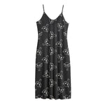 Black And White Alien Print Jersey Midi Cami Dress