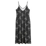 Black And White Alien Print Jersey Midi Cami Dress