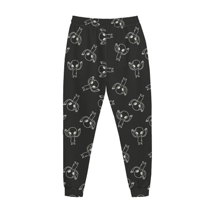 Black And White Alien Print Jogger Pants